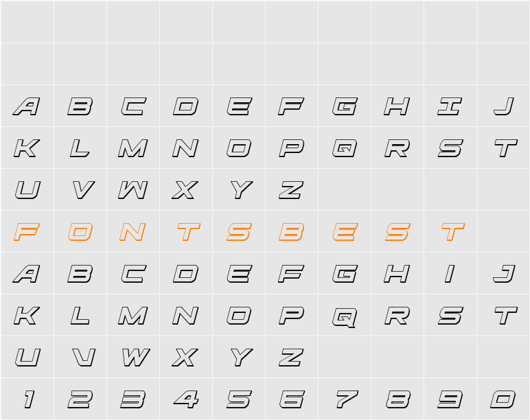 Ghost Clan 3D Italic Character Map