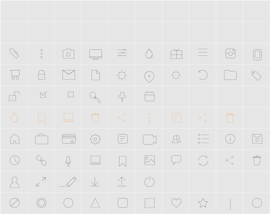 Aristotelica Icons Hairline Character Map