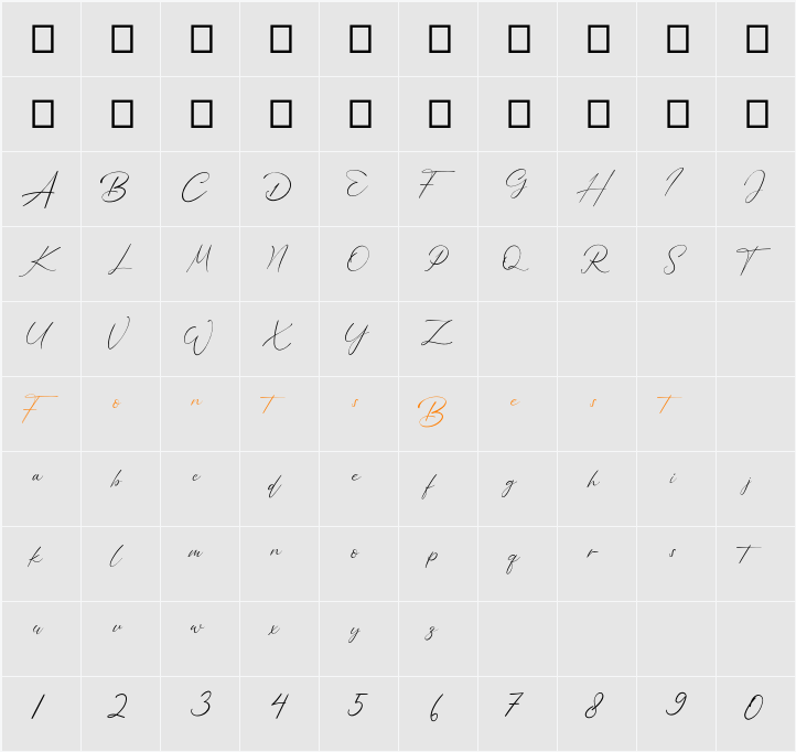 Bellamy Signature Character Map