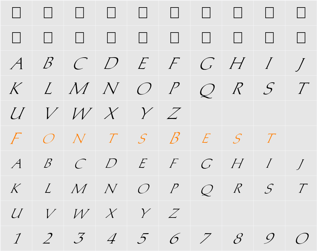 FZ ROMAN 2 ITALIC Character Map
