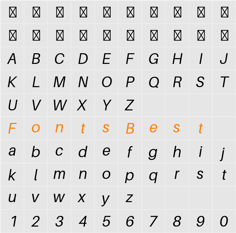 Aileron Character Map