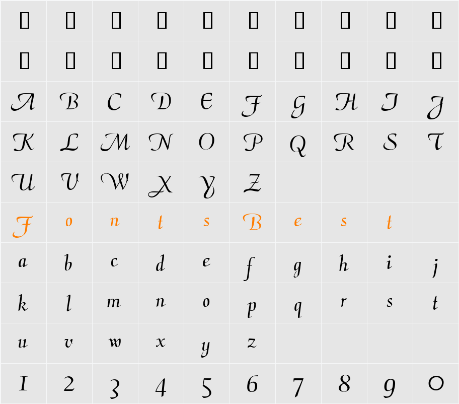 CalimaDB Character Map