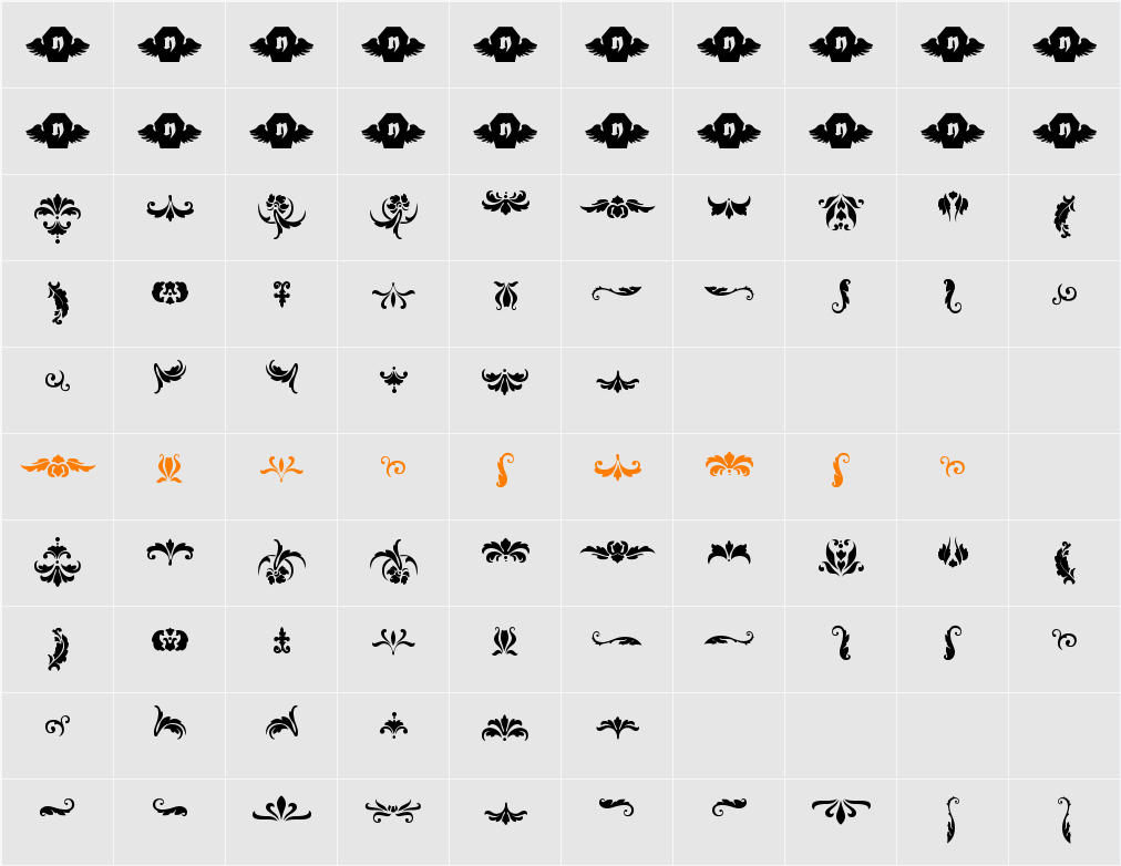 Damask Dings1 Character Map