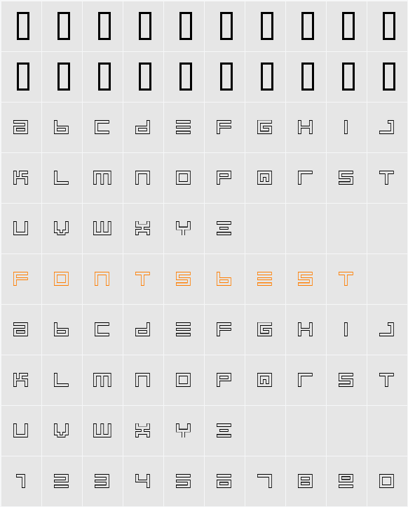 BIN Outline Character Map