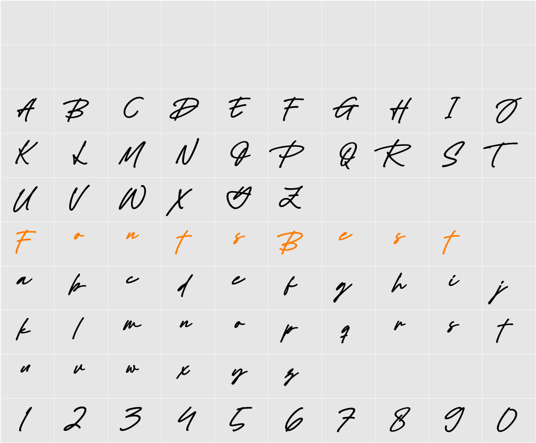 Black Signature Character Map