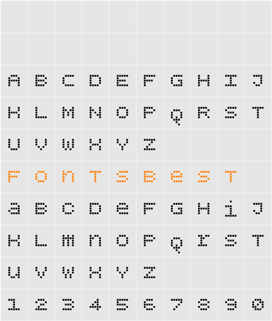 BPdotsUnicaseSquare Character Map