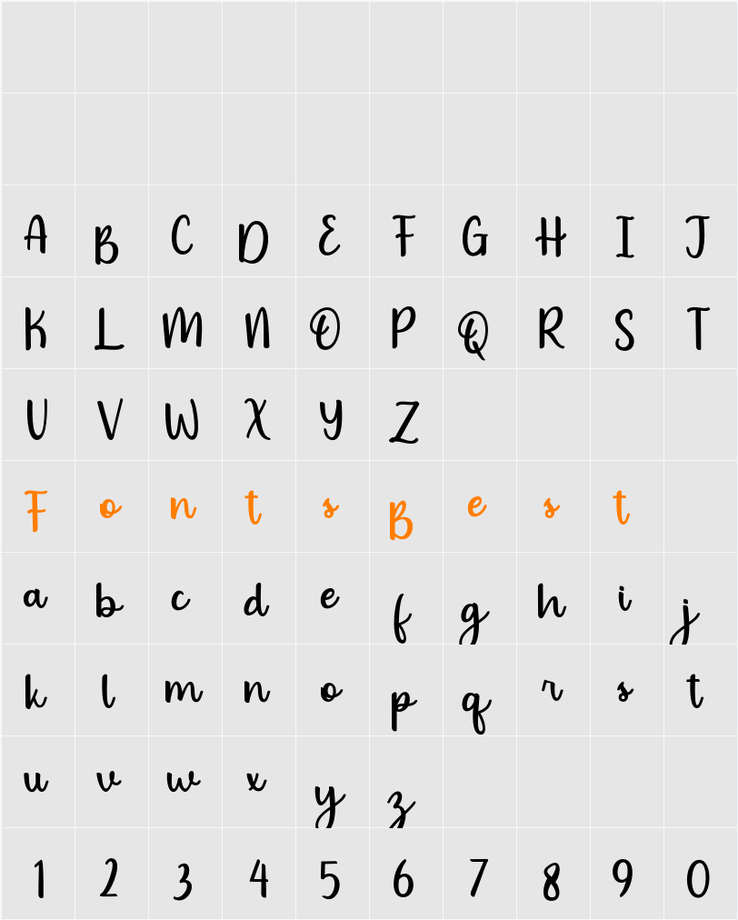 Arteliria Script Character Map