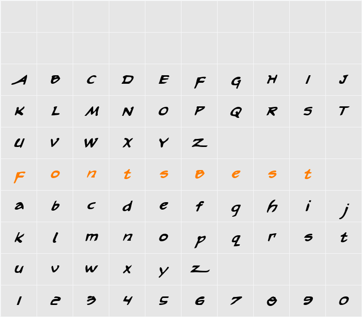 Arilon Bold Italic Character Map