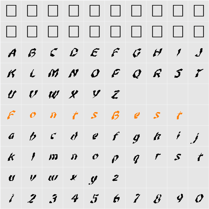 FZ WACKY 46 ITALIC Character Map