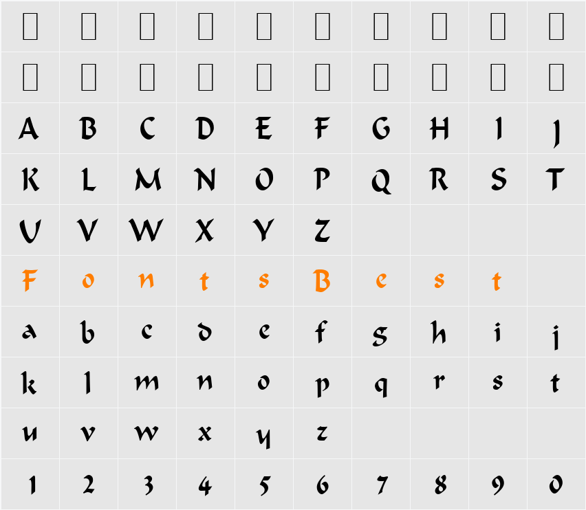 FlatBrush-Condensed Character Map