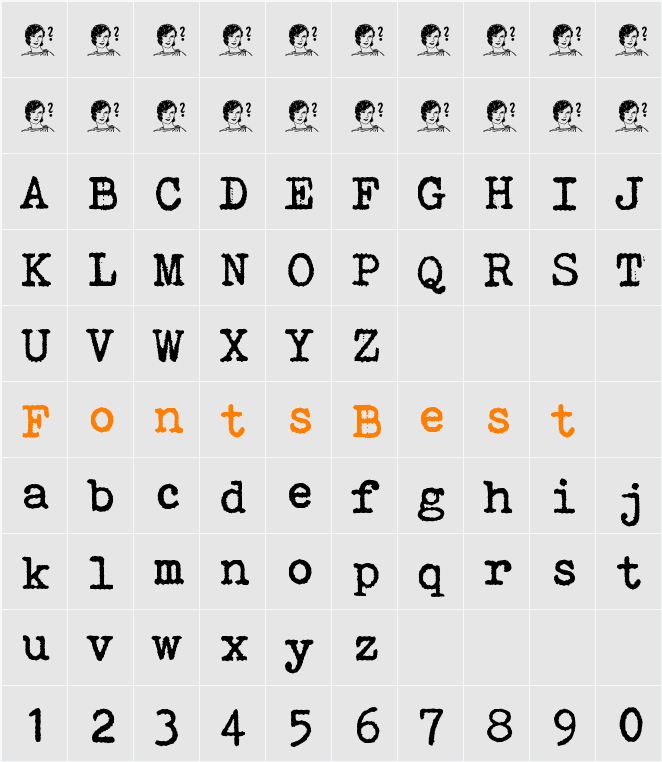 Bohemian Typewriter Character Map