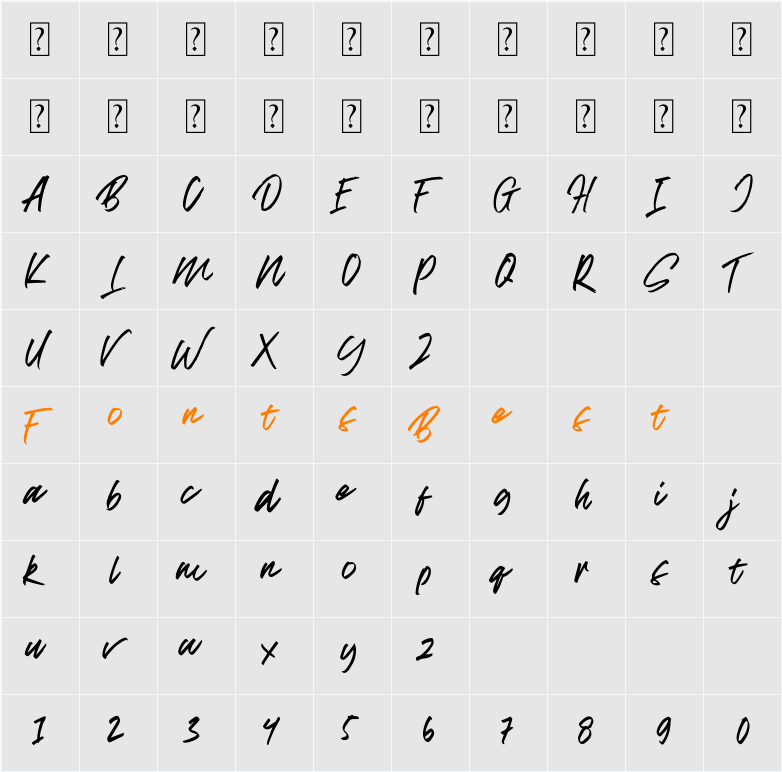 Break Dust Character Map