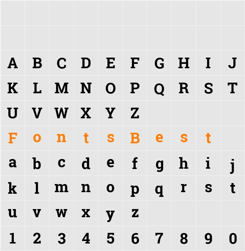 Roboto Slab Character Map