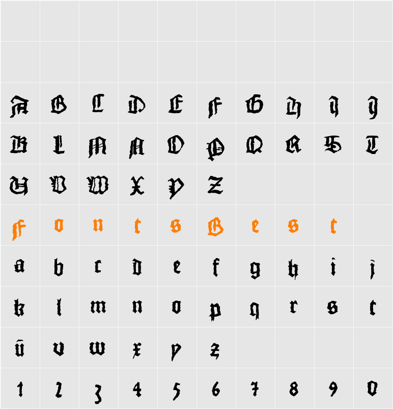 MonksWriting Character Map