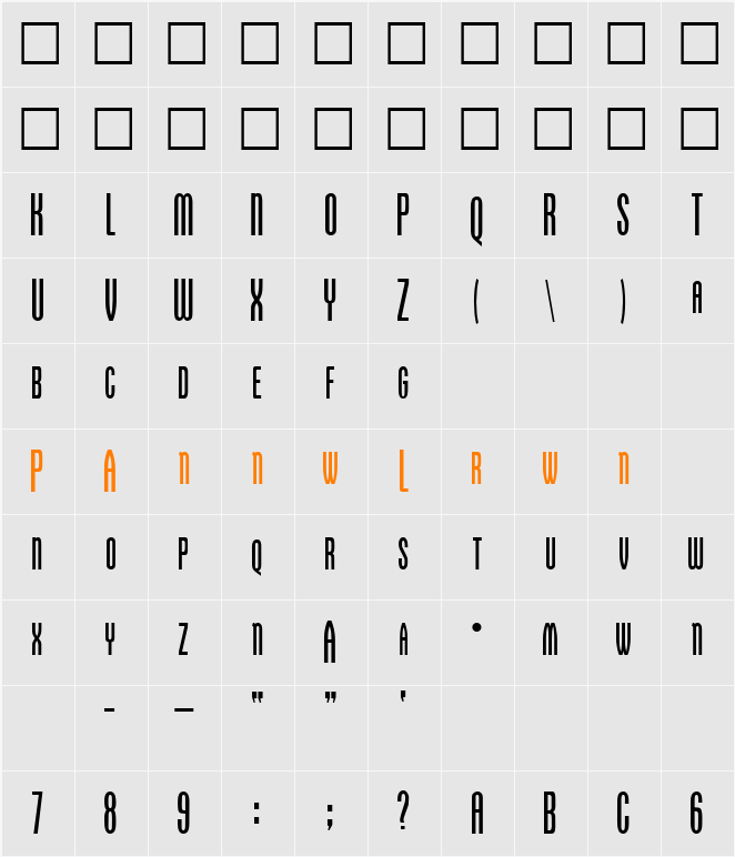 䅵䝯汤䍯湤敮獥 Character Map