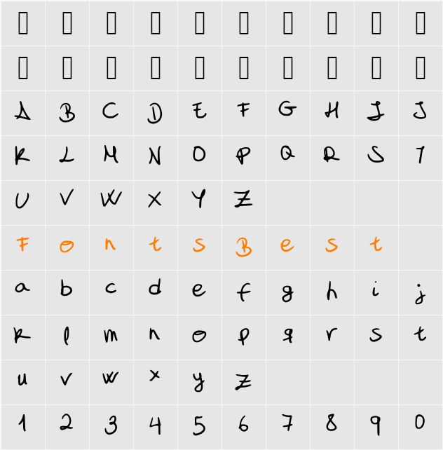 My_font_is_a_handwriting Character Map