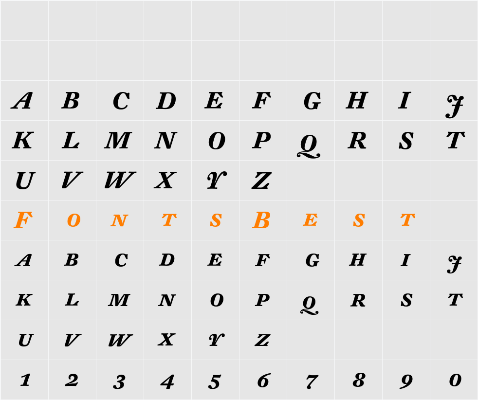 DTLFleischmannT Caps Character Map