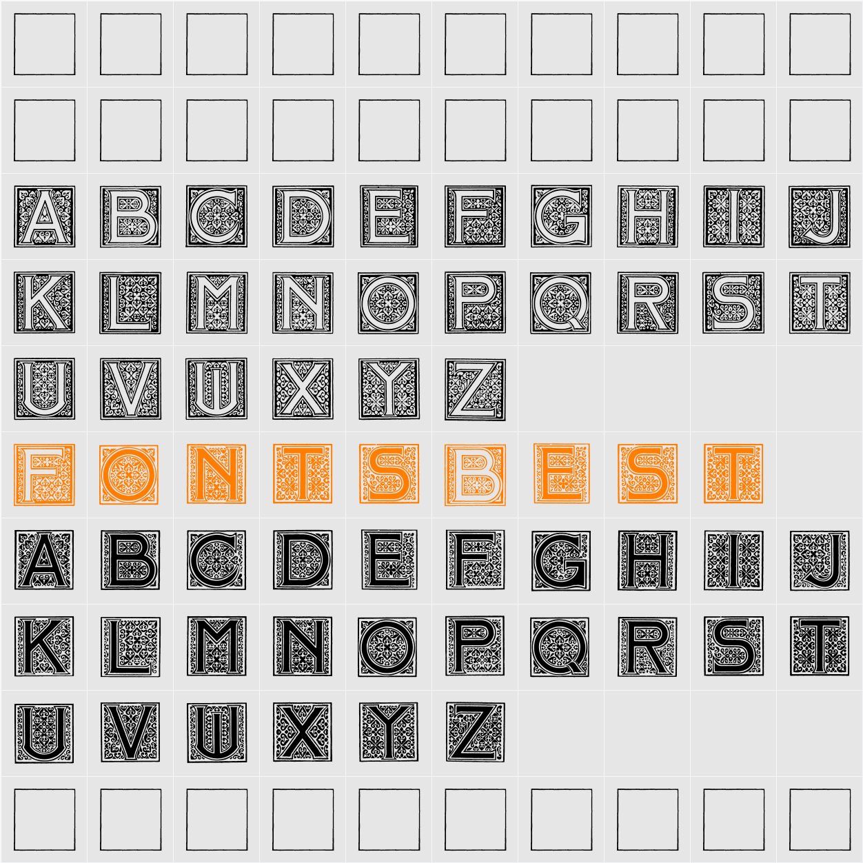Mosaic_Initials Character Map