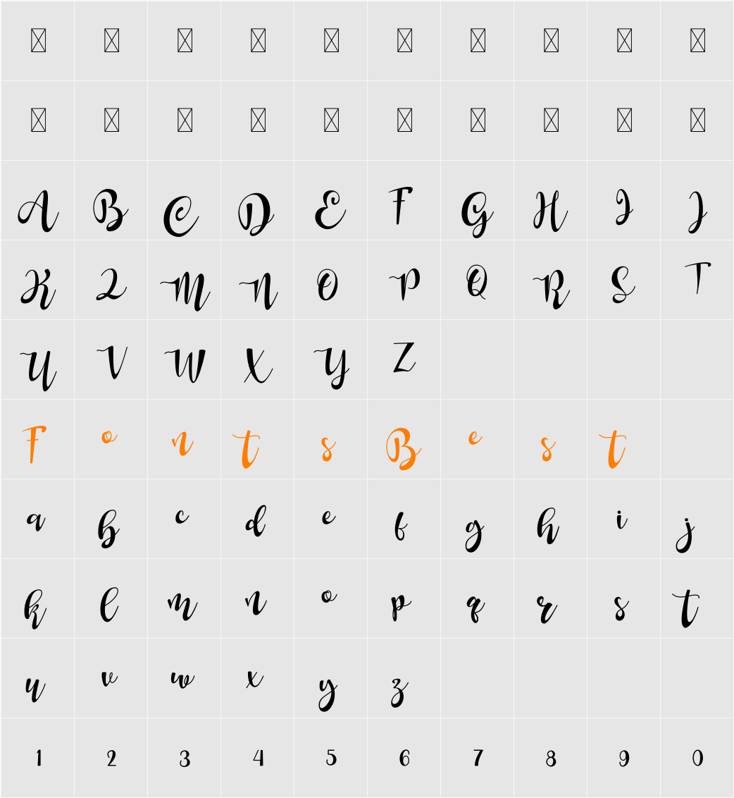 Aunten Bedany Character Map