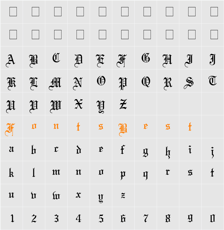 Carlings Character Map