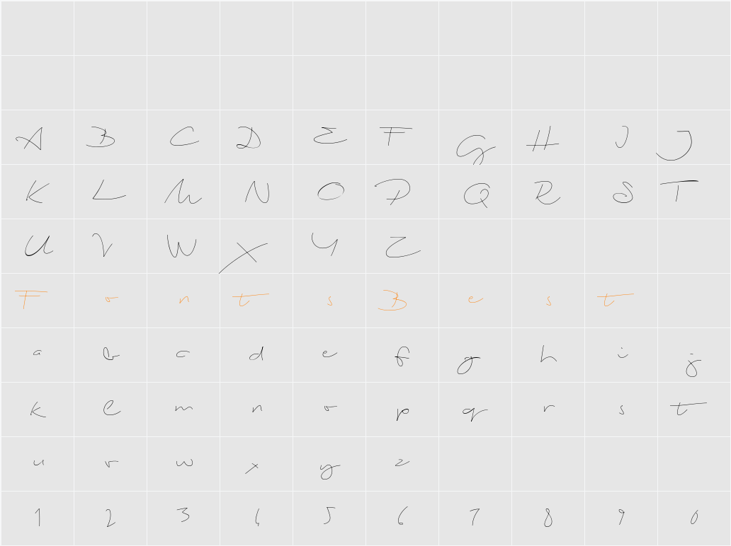 Biloxi Thin Character Map