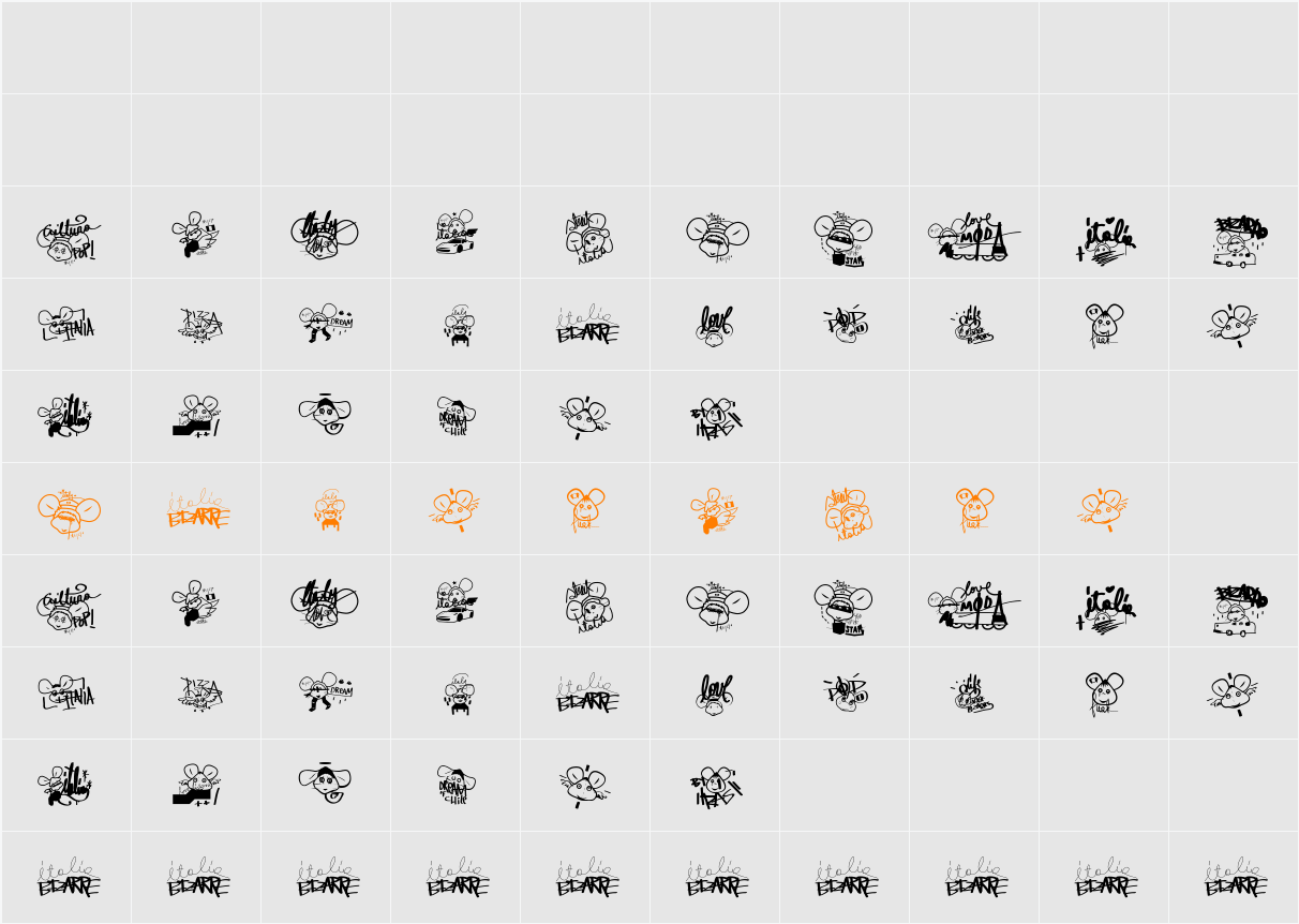 GIGIO ITALIA BIZARRE Character Map