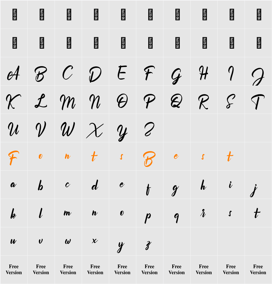 Billionthine Personal Use Only Character Map