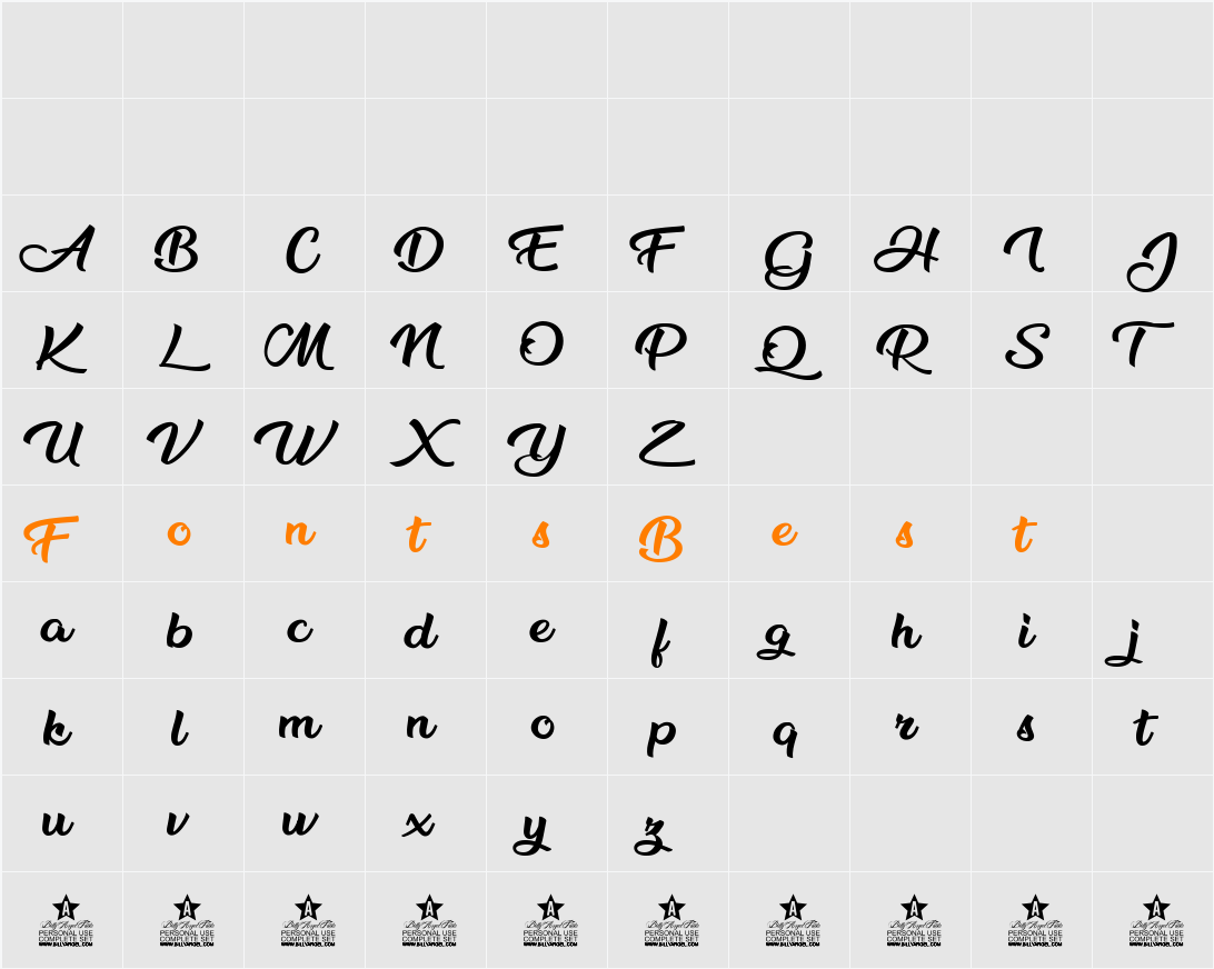 Blackberry Jam Personal Use Character Map