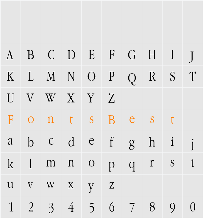 Apple Garamond BT Light Character Map