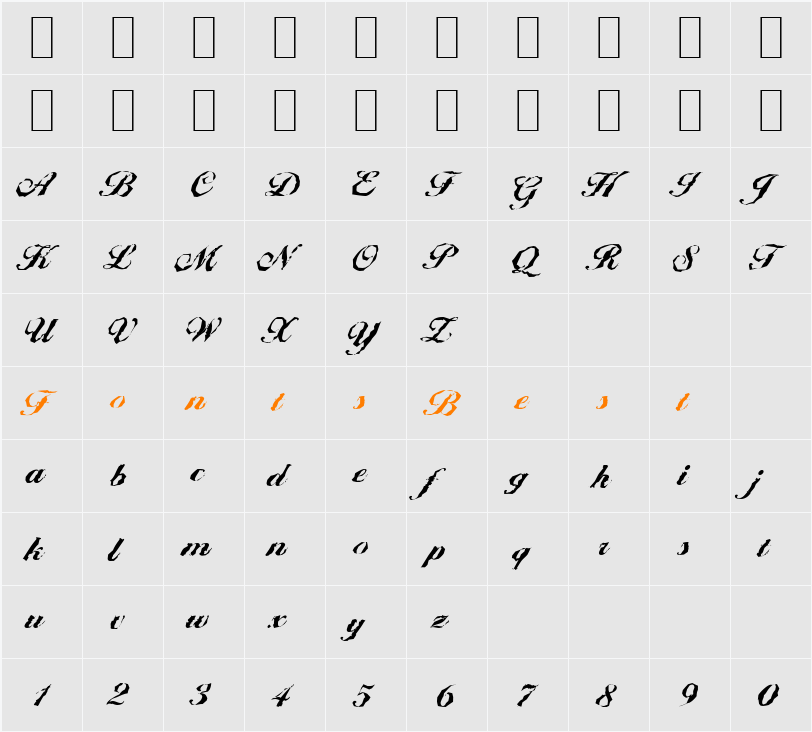 BallantinesRandom-Xbold Character Map