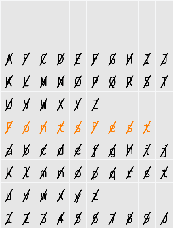 BPtypewriteSlashed Character Map