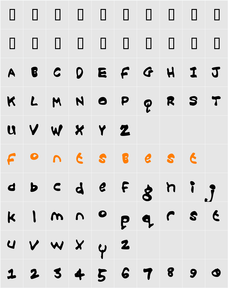Croobie Character Map