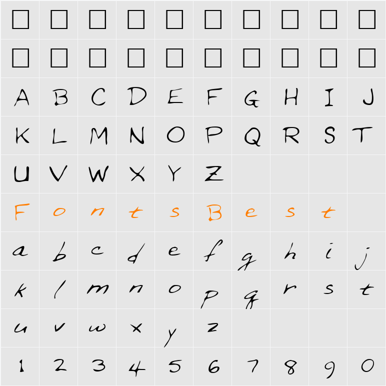 NedsHand Character Map