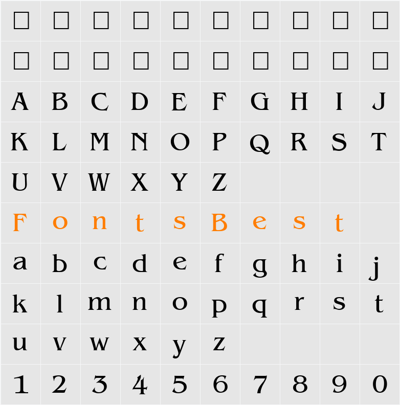 BenjaminSerif Character Map