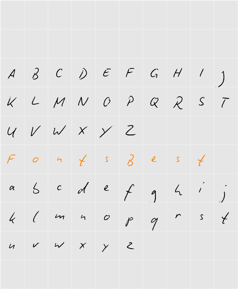 Biro Script Character Map