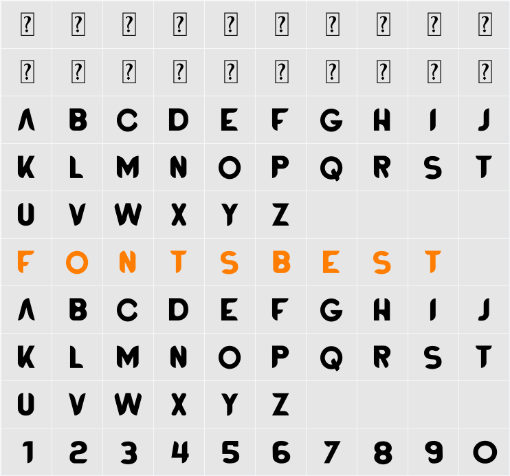 BATTLE ROYALE FONT Character Map
