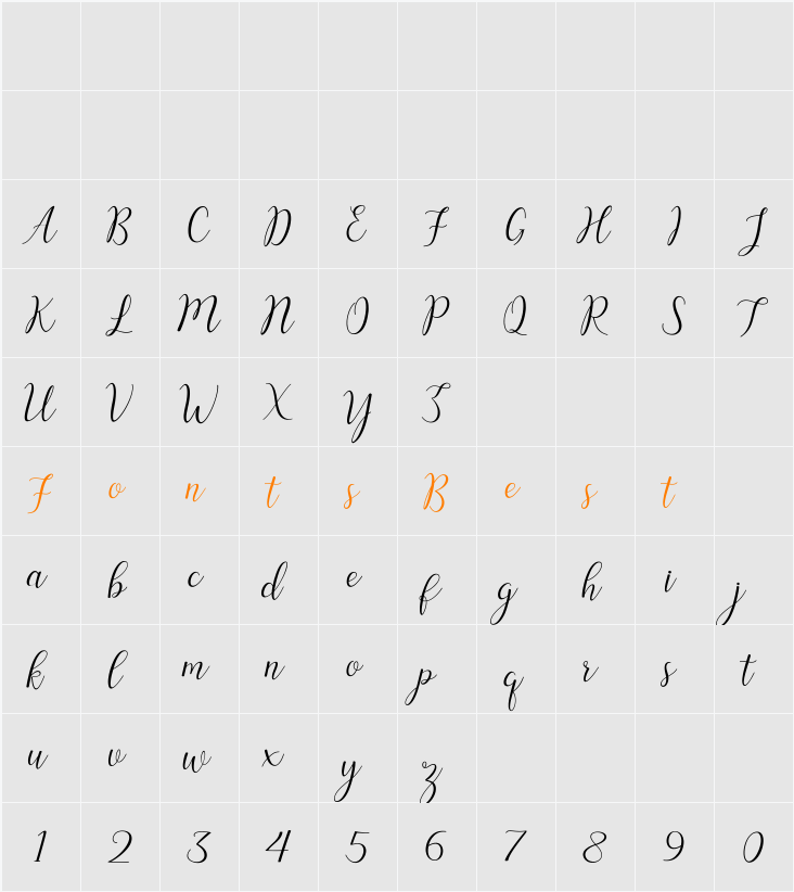 Austina Character Map