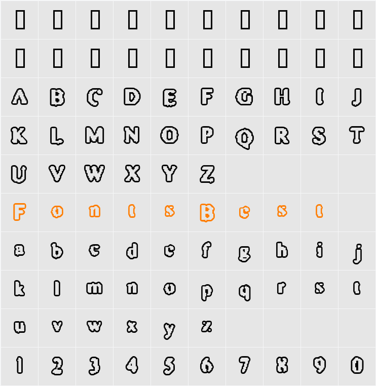 Astro Creep 2 Character Map
