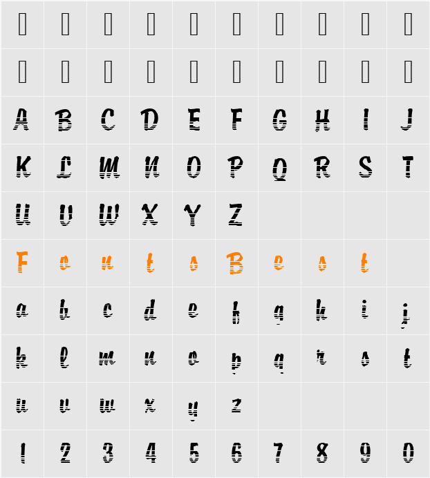 DTCBrodyM19 Character Map
