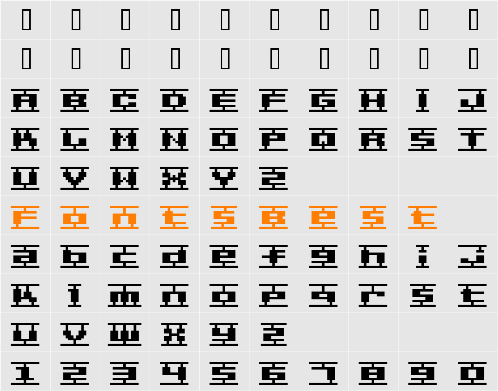 BM plamo Character Map
