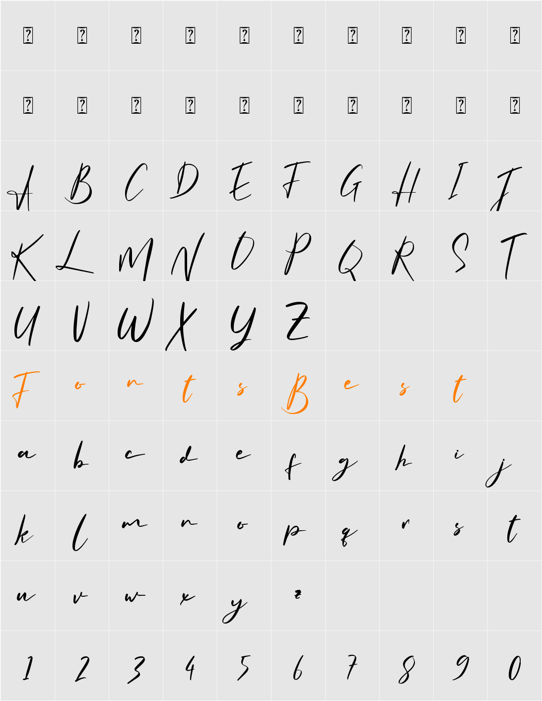Artisan Signature Character Map