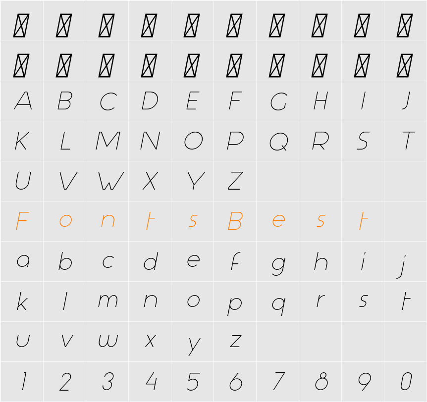 Aspergit Character Map