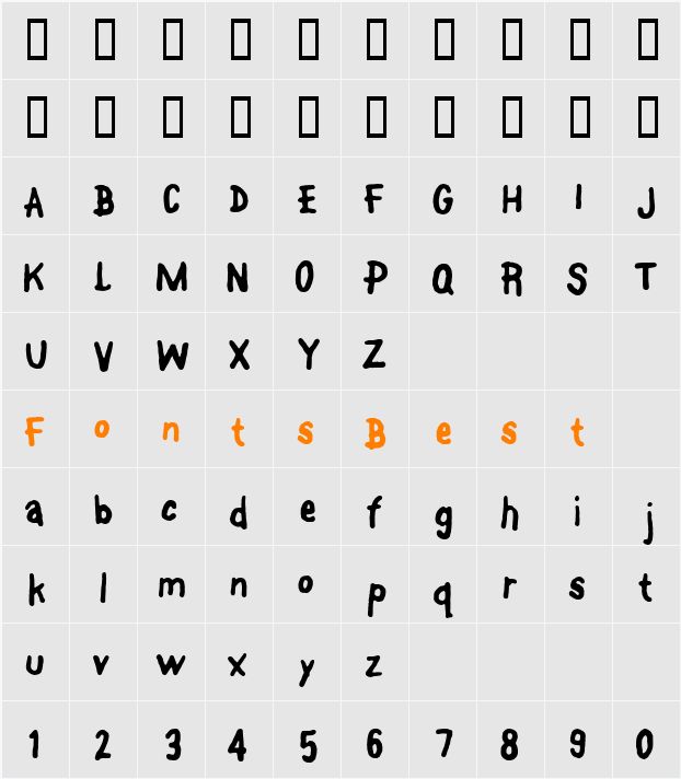 FontOnAStick Character Map