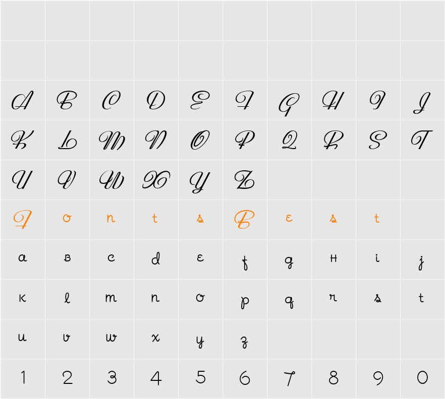 Mohair Sam NF Character Map