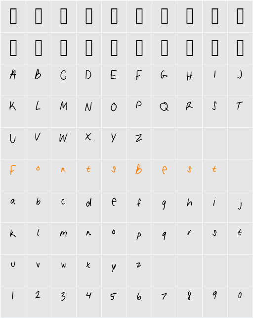 My_handwriting Character Map