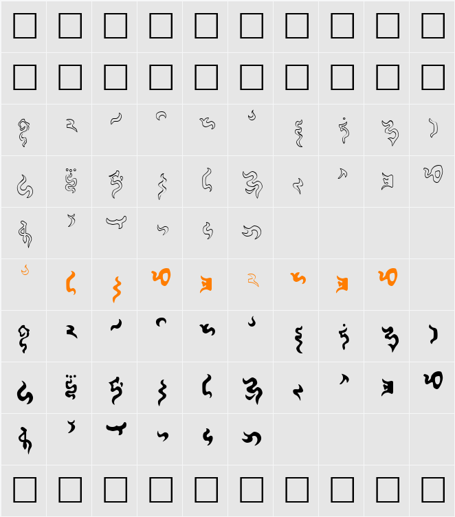Modern vulcan 1.1 Character Map