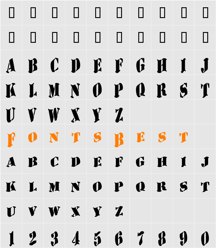 AustralianFlyingCorpsStencilD Character Map
