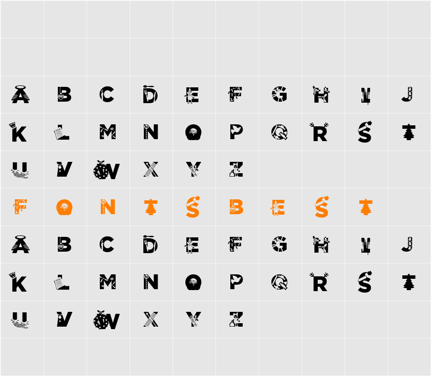 Christmabet Character Map