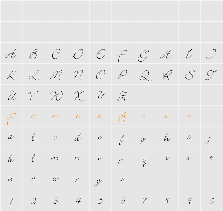 BickleyScriptPlain Character Map
