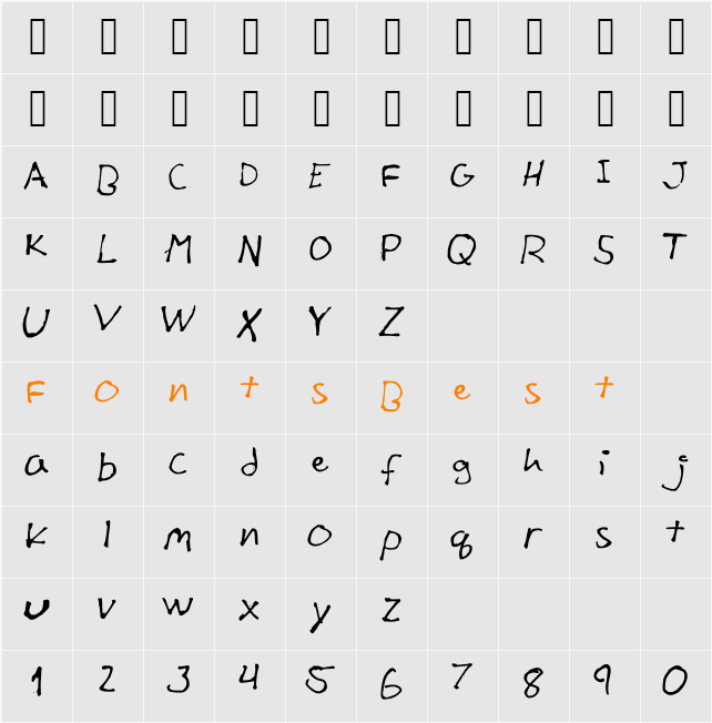 Mitza_Script Character Map